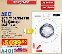 SEG 7 KG ÇAMAŞIR MAKİNESİ SEG 7 KG ÇAMAŞIR MAKİNESİ